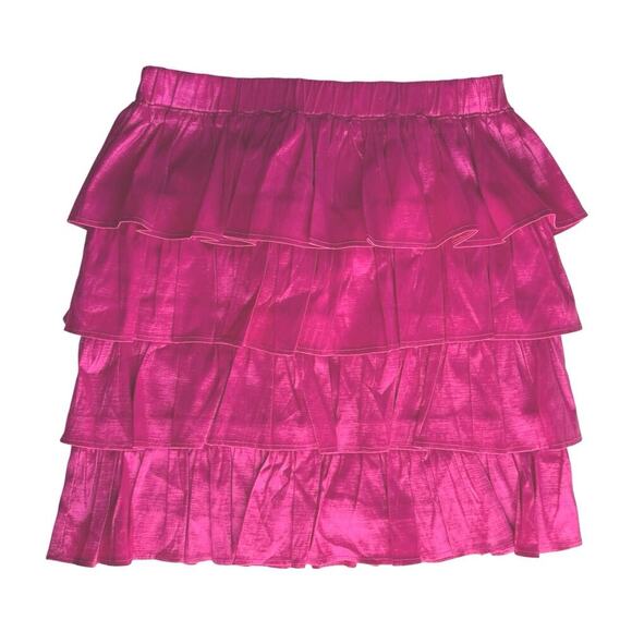 Katie May Pink MagentaTiered Ruffle Mini Skirt M - Picture 1 of 5